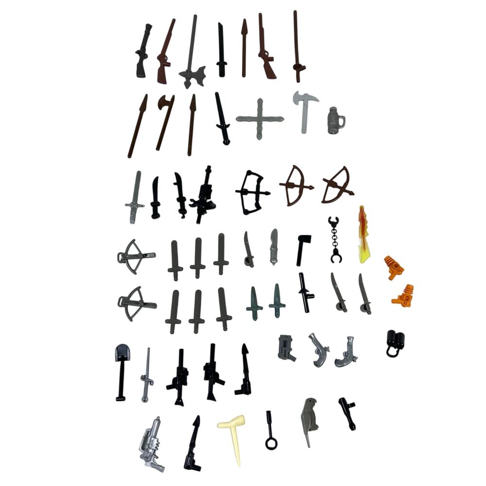 LEGO Weapons Bulk Lot 50+ Pieces Swords Hooks Guns Bows Plus More Nice